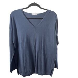 Staccato LS Muted Navy V-Neck Sweater Too, Lightweight, Casual, Weekend, L